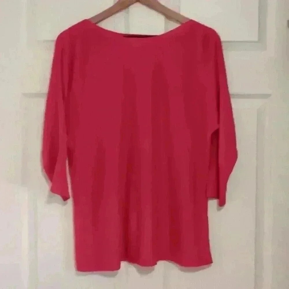 J. Jill Womens Knit Top Pink Size S Linen Blend 3/4 Dolman Sleeve Boat Neck